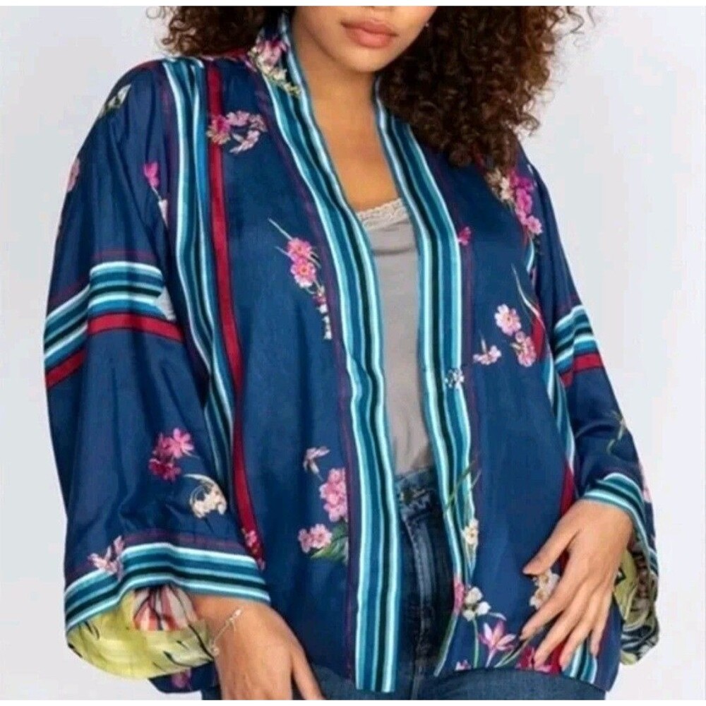 Johnny Was 100% Silk 2x Kimono - Reversible Floral-Print - Kygo Nana PLUS size